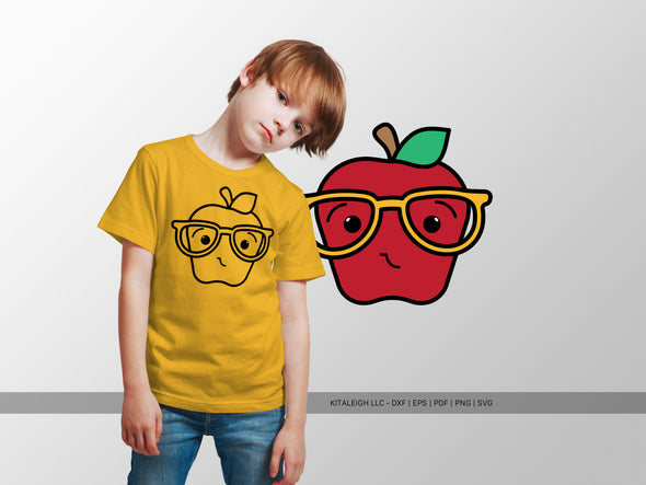 Mr. Apple Wearing Glasses SVG | Cute Teacher & Classroom Craft Design