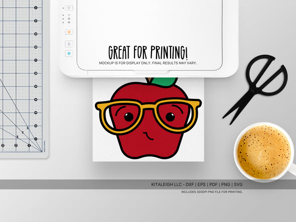 Mr. Apple Wearing Glasses SVG | Cute Teacher & Classroom Craft Design