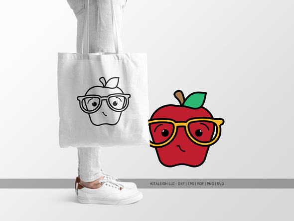 Mr. Apple Wearing Glasses SVG | Cute Teacher & Classroom Craft Design