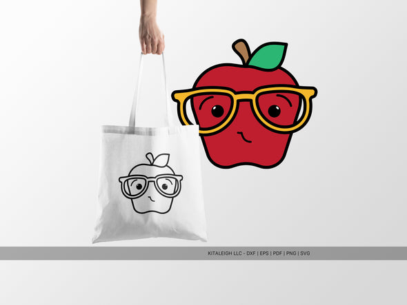Mr. Apple Wearing Glasses SVG | Cute Teacher & Classroom Craft Design