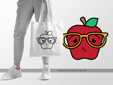 Mr. Apple Wearing Glasses SVG | Cute Teacher & Classroom Craft Design