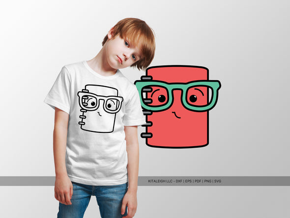 Notebook Wearing Glasses SVG | Cute Teacher & School Craft Design
