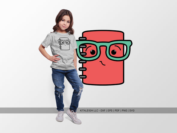 Notebook Wearing Glasses SVG | Cute Teacher & School Craft Design