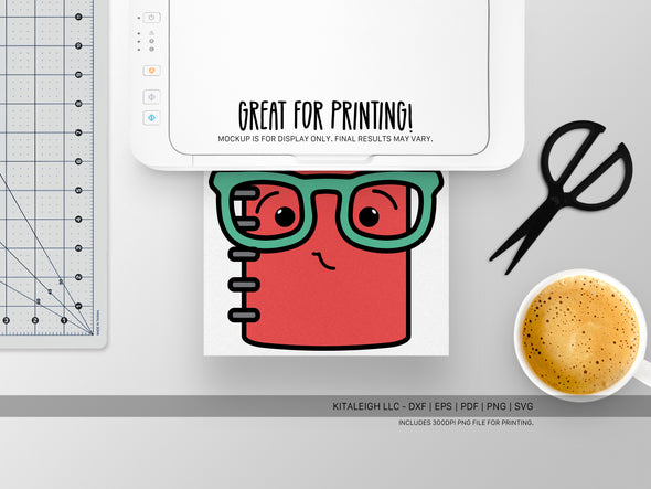 Notebook Wearing Glasses SVG | Cute Teacher & School Craft Design