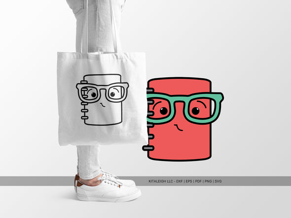 Notebook Wearing Glasses SVG | Cute Teacher & School Craft Design