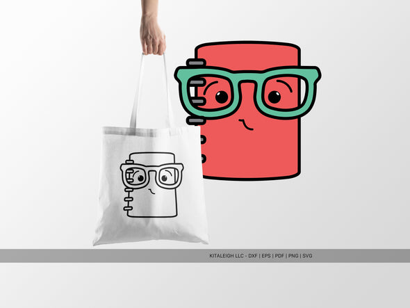 Notebook Wearing Glasses SVG | Cute Teacher & School Craft Design