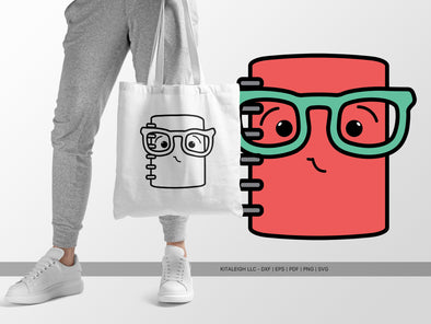 Notebook Wearing Glasses SVG | Cute Teacher & School Craft Design