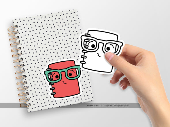 Notebook Wearing Glasses SVG | Cute Teacher & School Craft Design
