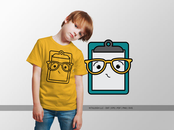 Clipboard Wearing Glasses SVG | Cute Teacher & Classroom Craft Design