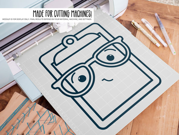 Clipboard Wearing Glasses SVG | Cute Teacher & Classroom Craft Design