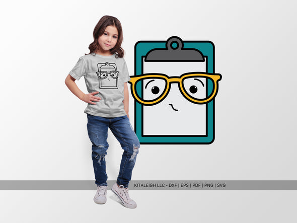 Clipboard Wearing Glasses SVG | Cute Teacher & Classroom Craft Design