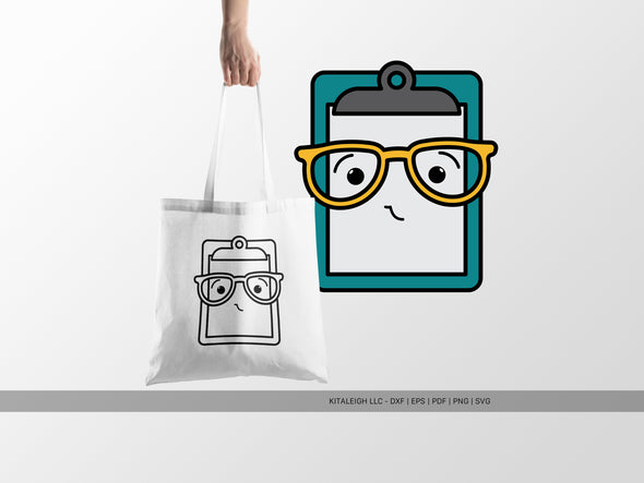 Clipboard Wearing Glasses SVG | Cute Teacher & Classroom Craft Design