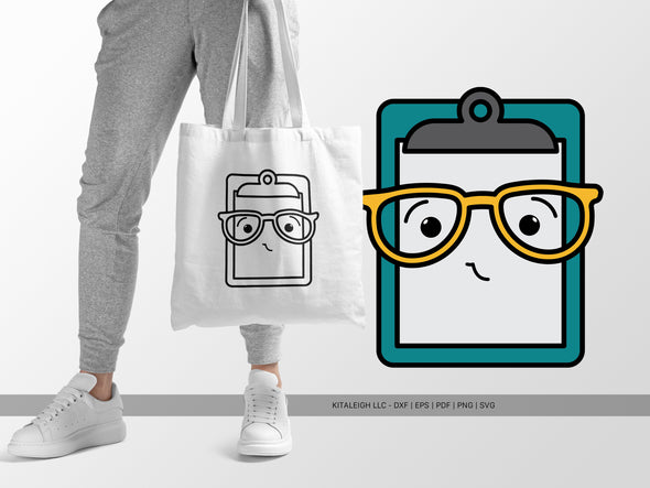 Clipboard Wearing Glasses SVG | Cute Teacher & Classroom Craft Design