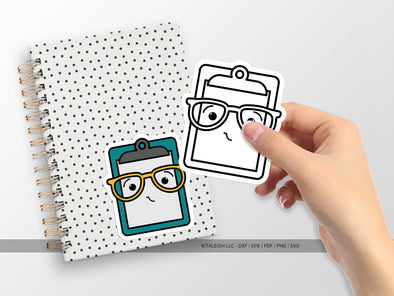 Clipboard Wearing Glasses SVG | Cute Teacher & Classroom Craft Design
