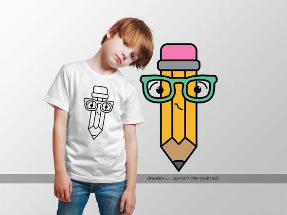 Pencil Wearing Glasses SVG | Cute Back-to-School & Teacher Design