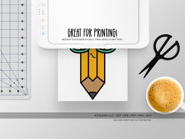 Pencil Wearing Glasses SVG | Cute Back-to-School & Teacher Design