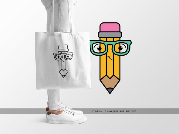 Pencil Wearing Glasses SVG | Cute Back-to-School & Teacher Design