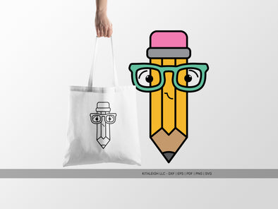Pencil Wearing Glasses SVG | Cute Back-to-School & Teacher Design
