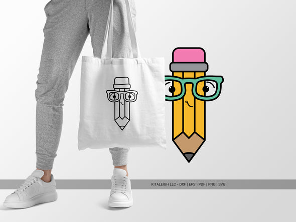 Pencil Wearing Glasses SVG | Cute Back-to-School & Teacher Design