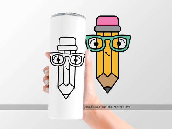 Pencil Wearing Glasses SVG | Cute Back-to-School & Teacher Design