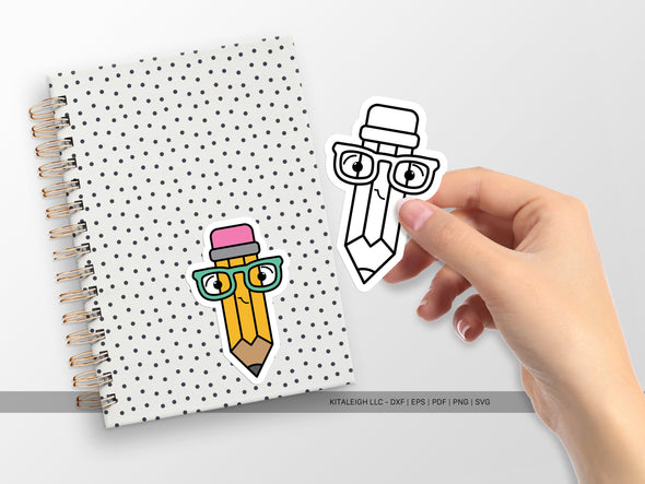 Pencil Wearing Glasses SVG | Cute Back-to-School & Teacher Design