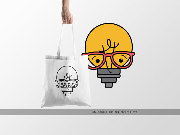 Lightbulb Wearing Glasses SVG | Cute Teacher & Classroom Design