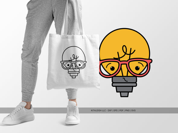 Lightbulb Wearing Glasses SVG | Cute Teacher & Classroom Design