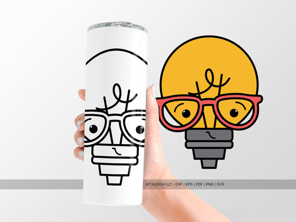 Lightbulb Wearing Glasses SVG | Cute Teacher & Classroom Design
