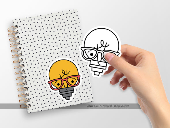 Lightbulb Wearing Glasses SVG | Cute Teacher & Classroom Design