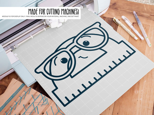 Protractor Wearing Glasses SVG | Cute Back-to-School & Teacher Design