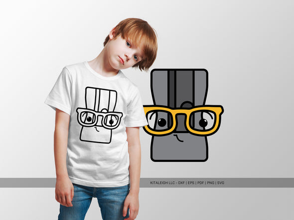 Pencil Sharpener Wearing Glasses SVG | Cute Teacher & School Craft Design