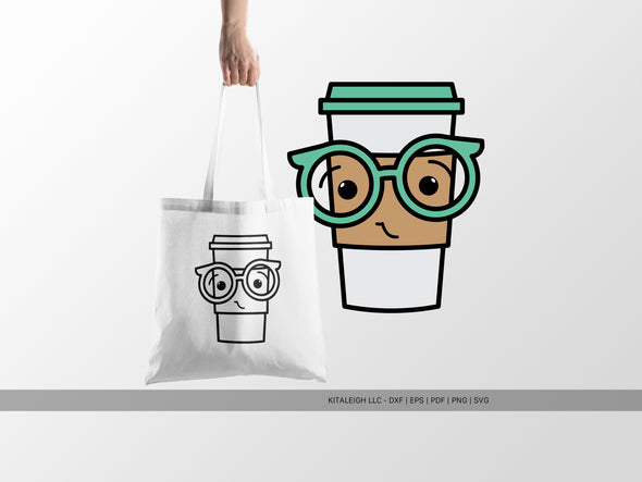 Coffee Cup Wearing Glasses SVG | Cute Teacher & Classroom Craft Design