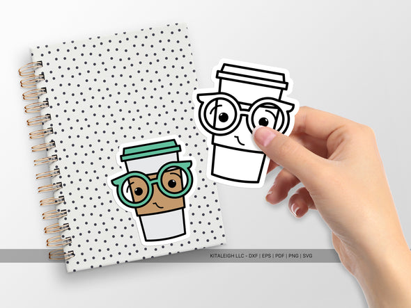 Coffee Cup Wearing Glasses SVG | Cute Teacher & Classroom Craft Design