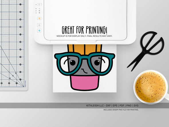 Pencil Coffee Cup Wearing Glasses SVG | Cute Teacher & Classroom Design