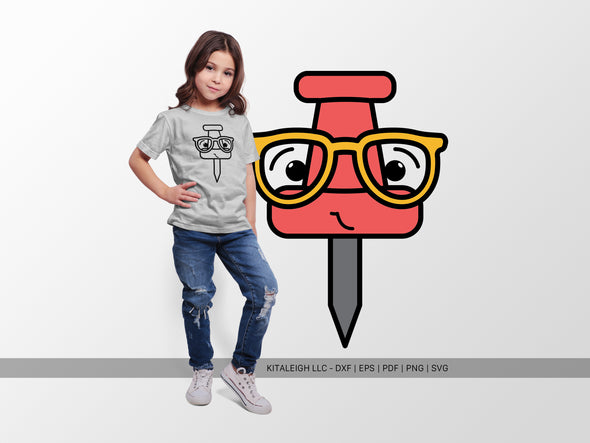 Push Pin Wearing Glasses SVG | Cute Teacher & School Craft Design