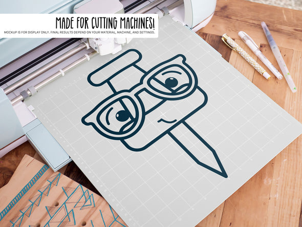 Push Pin Wearing Glasses SVG | Cute Teacher & School Craft Design