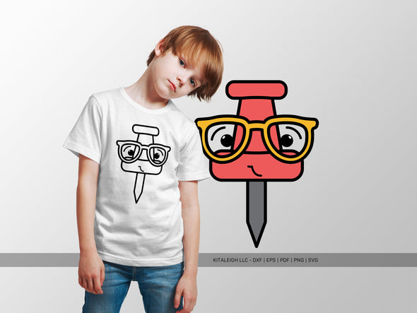 Push Pin Wearing Glasses SVG | Cute Teacher & School Craft Design