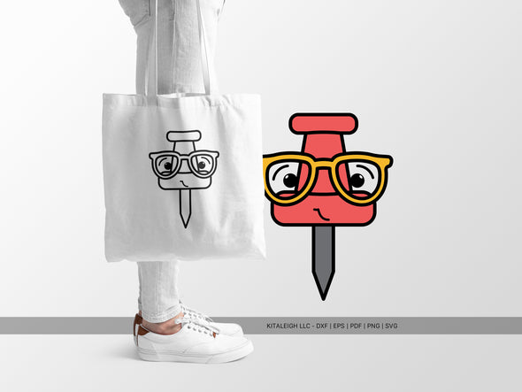 Push Pin Wearing Glasses SVG | Cute Teacher & School Craft Design