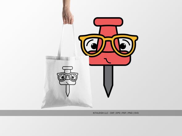 Push Pin Wearing Glasses SVG | Cute Teacher & School Craft Design
