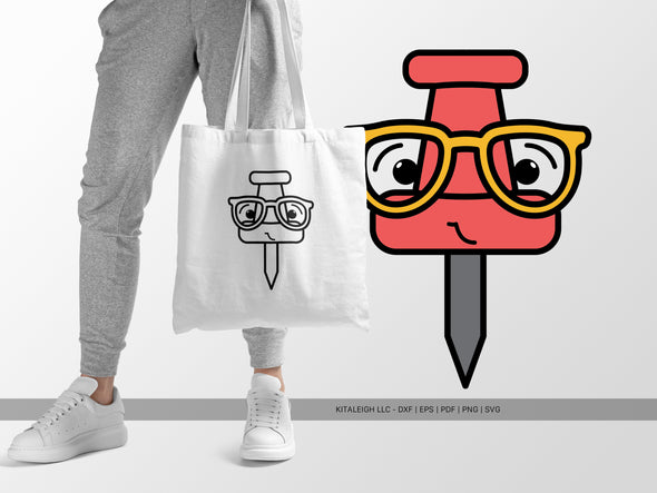 Push Pin Wearing Glasses SVG | Cute Teacher & School Craft Design