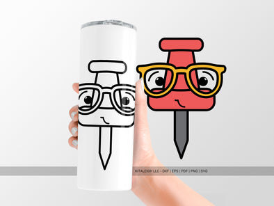 Push Pin Wearing Glasses SVG | Cute Teacher & School Craft Design