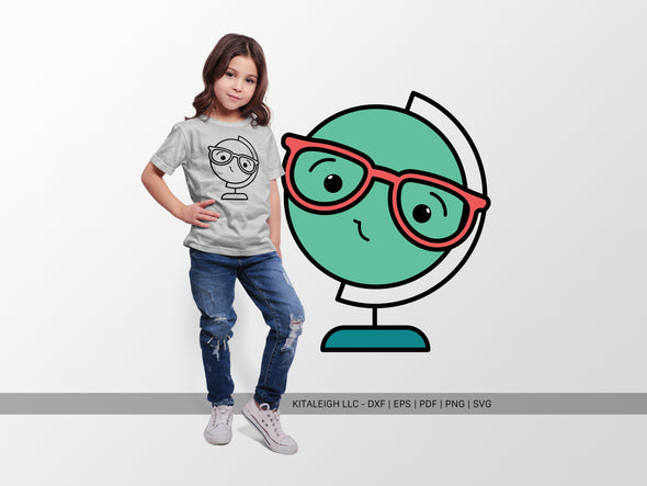 Globe Wearing Glasses SVG | Cute Teacher & Classroom Design