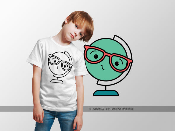 Globe Wearing Glasses SVG | Cute Teacher & Classroom Design