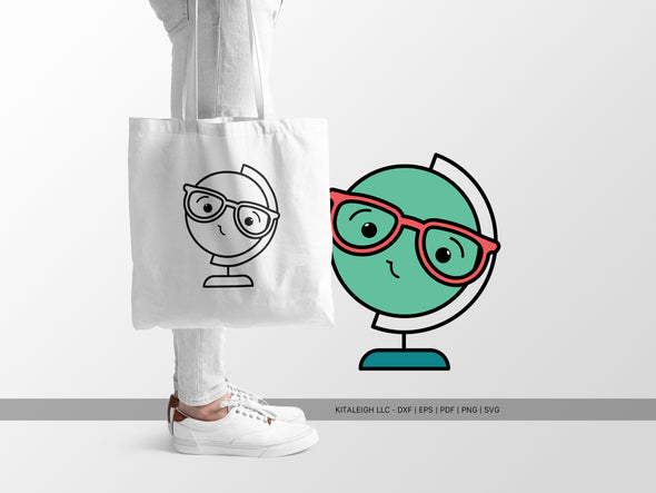 Globe Wearing Glasses SVG | Cute Teacher & Classroom Design