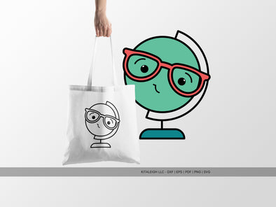 Globe Wearing Glasses SVG | Cute Teacher & Classroom Design