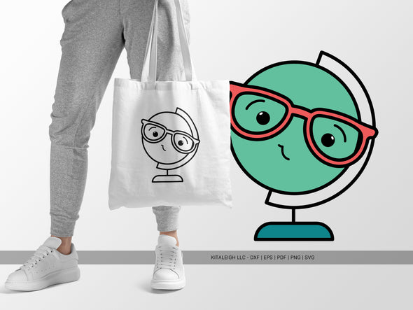 Globe Wearing Glasses SVG | Cute Teacher & Classroom Design