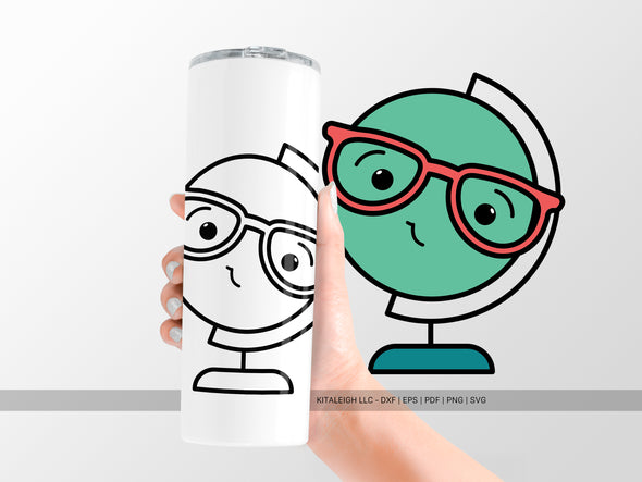 Globe Wearing Glasses SVG | Cute Teacher & Classroom Design