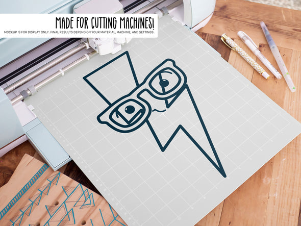 Lightning Bolt Wearing Glasses SVG | Cute Teacher & Classroom Craft Design