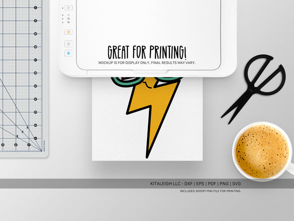 Lightning Bolt Wearing Glasses SVG | Cute Teacher & Classroom Craft Design