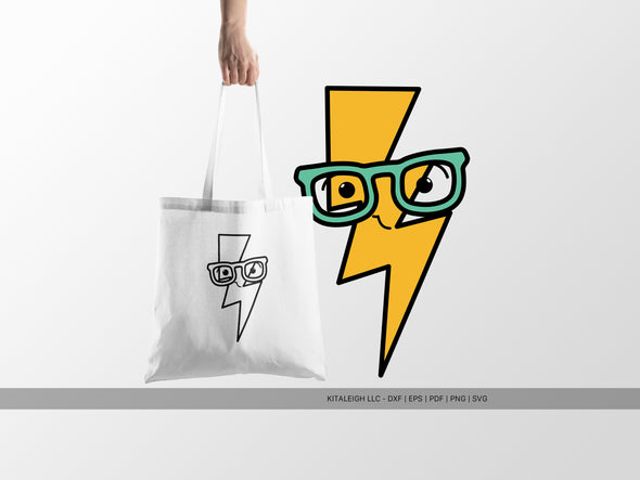 Lightning Bolt Wearing Glasses SVG | Cute Teacher & Classroom Craft Design